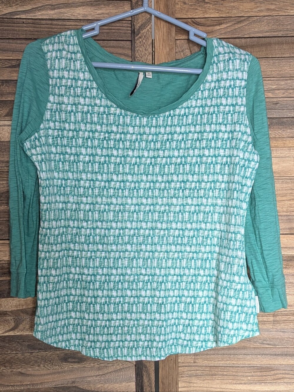 Calvin Klein Jeans Jade Green & White Patterned Scoop Neck Top